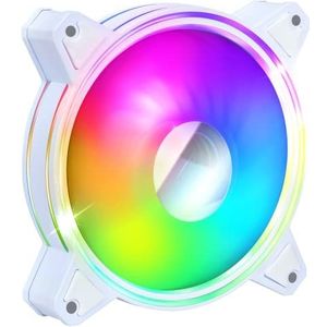 EMPIRE GAMING -PC Gamer Case Fan Mirror 120MM -Hoge Luchtstroom -RGB Adresseerbare LED PWM 3 pin 5 Volt Dual Loop-Quiet-Cooling 12CM-Wit