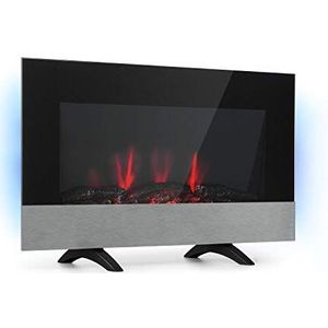 Klarstein Basel - Baseline elektrische haard-luchtverhitter, vermogen: 2000 watt, 2 verwarmingsniveaus, LED-vlammenillusie in 7 kleuren, LED-achtergrondverlichting, thermostaat, weektimer, LED-display, zwart
