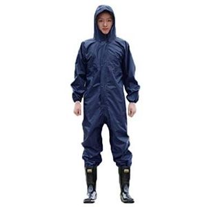 Guiran Waterdichte overalls met capuchon voor heren, regenoveralls, werkkleding, regenjas, veiligheidspakken, donkerblauw, S