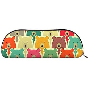 IguaTu Kleurrijke beren lederen etui - make-uptas met gladde ritssluiting - Muntentas - Organisator voor kantoorbenodigdheden, Goud, Eén maat, Schooltas