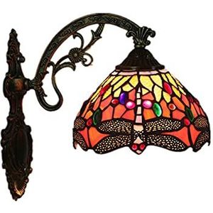 Tiffany Wall Lamp, 7,8-Inch Barokke-Stijl Glazen Lampenkap E26/E27 Voor Bedtijd, Keuken, Woonkamer, Badkamer, Interieur Gang