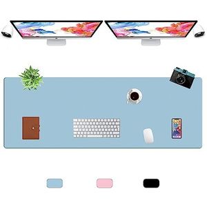 LL-COEUR Grote Kunstleer Waterbestendig Muismat Computer Kantoor Bureaulegger (1400 x 500 x 2 mm, Blauw)