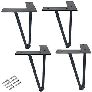 Metalen tafelpoten, verstelbare tafelpoten, 4 Pcs Hairpin Table Legs DIY Furniture Metal Table Legs Heavy Duty Coffee Table Legs Two-Rod Iron Wire Legs for DIY Furniture,with Screws(30cm/11.8in)