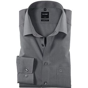 OLYMP Luxor Modern Fit Heren Shirt Lange Mouw Knoop Down Kraag Wit, 95 Medium Grijs, 42 NL