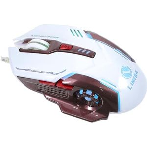 LODDEYEE Gaming Muis Notebook Laptop Led Gloeiende Hoge Precisie Lapdesk Lap Top Backlit Draad Muis USB Gamer USB Oplichten Oplaadbare Gaming Latop Computer Muizen Pro Bedraad 6d Wit Plastic