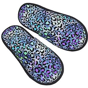 351 Slippers voor vrouwen luipaardprint op gradiënt achtergrond herenschoenen pluche voering katoenen pantoffels comfortabele huispantoffels, voor binnen en buiten, geschenken, heren, Harige