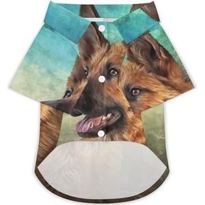 Duitse herder hond grappig hondenshirt button down Hawaii shirt grappige doek huisdier ademende T-shirts cadeau voor kleine honden en katten