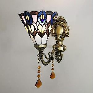 Tiffany -Stijl Wandlamp Wandlamp Getint Glazen Lamp Led Spiegel Muurlamp Kristal Voor Gang Slaapkamer Trap