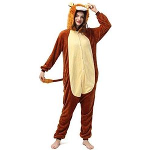 Katara 1744 Animal Onesie Unisex Pyjama Volwassenen Tieners (10+ Designs) Lichaamshoogte 165-175cm, Leeuw