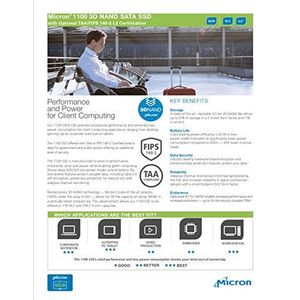 Nieuw - Micron SSD 512 GB M.2 2280 SATA 6 GB/s 1100 Serie MTFDDAV512TBN 3D TLC NAND voor Samsung Dell HP Evo Lenovo Pro Asus Acer en andere systemen