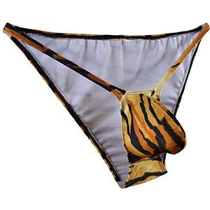 JJPOUCH Mens String Tanga Bikini Ondergoed Tiger JJP1009, Bruine Tijger, L-XL
