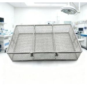 304 Stainless Steel Disinfection Basket, Instrument Tray Sterilization Baskets, medical equipment storage box, for Labs,Hospital Instruments(25x15x10CM)