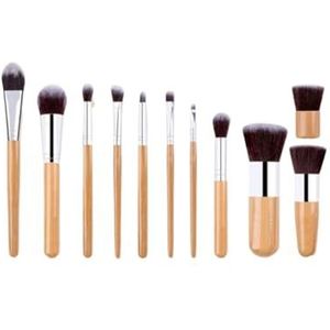 Make-up Kwasten 11-delige Make-upkwastenset Met Bamboe Handvat, Oog- En Gezichtscosmetische Kwastenset Met Tas Make-up Kwasten Draagbare