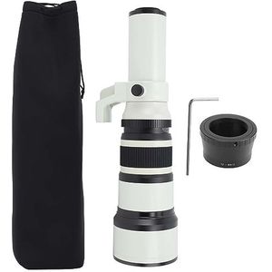 Telelens met Vaste Focus, F6.3 Tot F32 Telelens met Diafragma 500 Mm F6.3 4 Groepen 4 Stuks Achromatische Refractor Precieze Schalen voor Fotografie op Afstand (Wit)