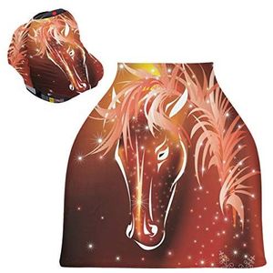 Red Art Paard Baby Autostoelhoes Luifel Stretchy Verpleging Covers Ademend Winddicht Winter Sjaal voor Baby Borstvoeding Jongens Meisjes