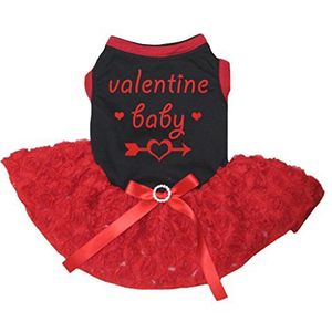 Petitebelle Valentijn Baby Zwart Katoen Shirt Rood Bloemen Rose Tutu