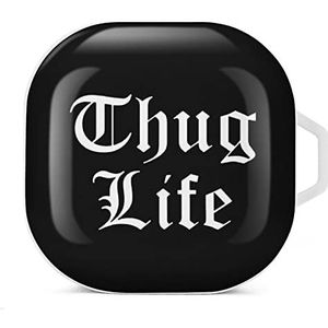 Thug Life Earbuds Case Compatibel met Samsung Hard Shell Beschermhoes Wit-Stijl