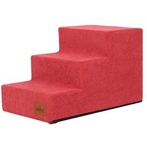 Hobbydog Hondentrap, Savoy, in twee maten, antislip, resistent M (3 treden 50x30x30cm), rood