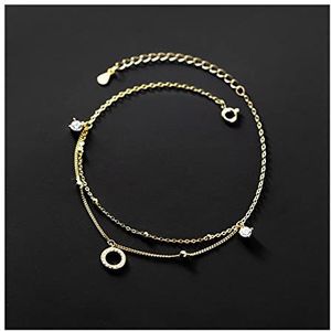 Enkelbandjes Zilver Mode Zirkoon Ronde Hanger Ketting Punk Enkelbandje voor Vrouwen Voet Sieraden Accessoires Vrouwen Enkelbanden (Kleur: Goud)