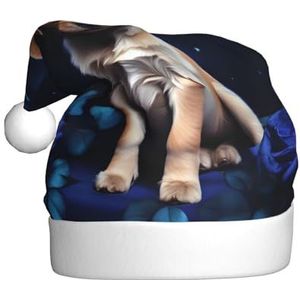 MYGANN Puppy Blue Rose Unisex Kerst Hoed Voor Thema Party Kerst Nieuwjaar Decoratie Kostuum Accessoire