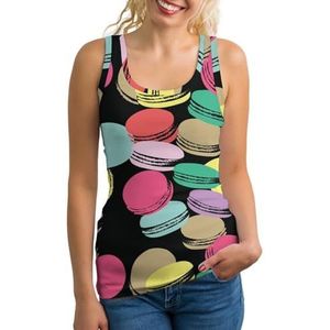 Kleurrijke Macarons vrouwen tank top mouwloos T-shirt pullover vest atletische basic shirts zomer bedrukt