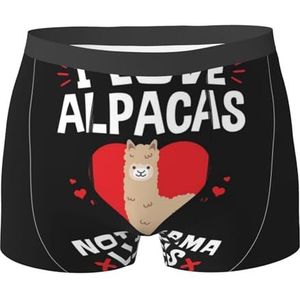 ZJYAGZX I Love Alpacas Print Heren Zachte Boxer Shorts Viscose Trunk Pack Vochtafvoerend Heren Ondergoed, Zwart, S