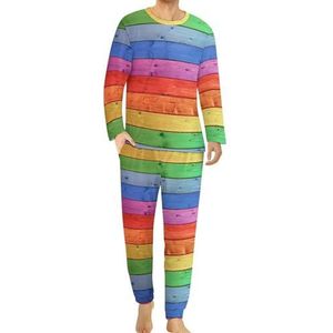 Houten Rainbow Gay Pride LGBT heren pyjama set lounge wear lange mouw top en onderkant 2 stuk nachtkleding