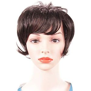 Korte Fringe Stuk Menselijk Haar Clip in Wiglet Naadloze Topper Vervanging Slight Wavy DONKERBRUIN