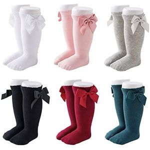 FedMois 6 paar Baby kinderen sokken kniehoog kniekousen katoen, 0-1 jaar