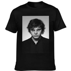 Evan Actor Peters T-shirt met sterrenmotief print ronde hals tops korte mouwen T-shirt voor mannen en vrouwen, 8 maten, Zwart, M