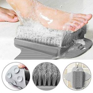 PERFETSELL voetborstel douche 35 * 23cm voeten doucheborstel voetverzorging grijs douchevoet scrubber met zuignappen voetreinigingsborstel massageapparaat voor douche eeltpeeling voetmassage