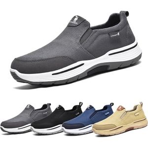 Casual schoenen voor heren, instapschoenen met voetboogondersteuning, outdoor wandelschoenen voor heren, comfortabele en ademende schoenen, reisschoenen(Gray,47 EU)