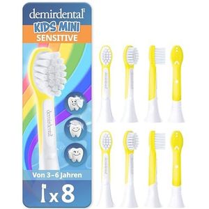 Demirdental opzetborstel voor Philips Sonicare Kids, compact mini voor kinderen 3-6 jaar, vervangt HX6038 HX6034, geel, 8 stukken