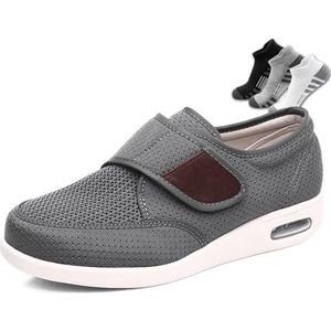 Diabetische Schoenen,Bredere Antislip Heren Verstelbare Wandelschoenen Voor Senioren(Gray,49EU)