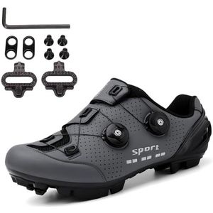 SDEQA Mountainbike schoenen compatibel met fietsschoenen peloton shimano spd 2 bouten pedalen outdoor fiets schoenen,Grijs,45 EU