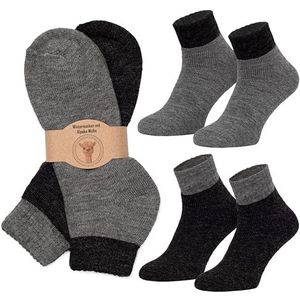 MOUNTREX® Alpaca-sokken, wollen sokken voor dames en heren, wintersokken, warme huissokken, thermosokken, dun, knusse sokken, 2 paar, 43-46 EU