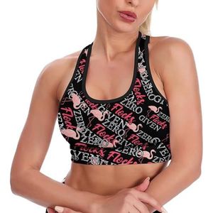 Grappige Flamingo Zero Flocks Gegeven Ademend Sport Bras Voor Vrouwen Draadloze Workout Yoga Vest Ondergoed Racerback Crop Tank Top S