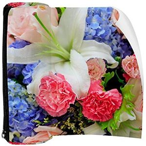 Potlood Case Pen Tas Houder met Rits Coin Organizer Tassen Make-up Cosmetische Pouch voor Vrouwen Tiener Meisjes Jongens Kinderen, Bloemenpatroon