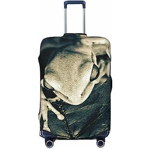 UNIOND Kikkerbladeren bedrukte bagagehoes elastische reiskoffer cover beschermer geschikt voor 45-32 cm bagage, Zwart, L