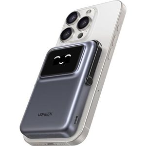 UGREEN Uno 10000mAh Magnetische Powerbank met USB-C snellaadfunctie draadloze power bank met standaard compatibel met iPhone 16 Pro Max/16 Pro/16/15 Pro Max/Pro/15/14 (Zwart)