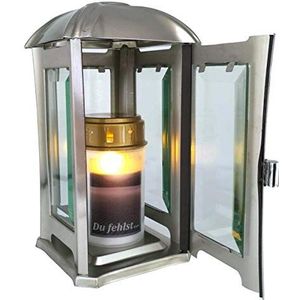 Fachhandel-Plus Set van 4 graflichten wit, led-kaars, grafkaars, eeuwig licht, flikkereffect