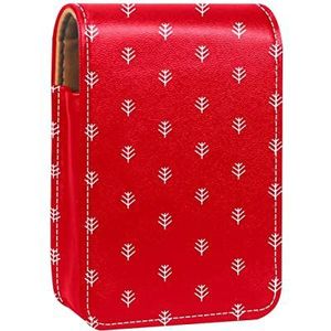 Lipgloss Houder Lipstick Case Draagbare Mini Lipstick Opbergdoos Reizen Lipstick Organizer Case met Spiegel voor Vrouwen Rode Kerstboom Branch-01, Meerkleurig, 9.5x2x7 cm/3.7x0.8x2.7 in