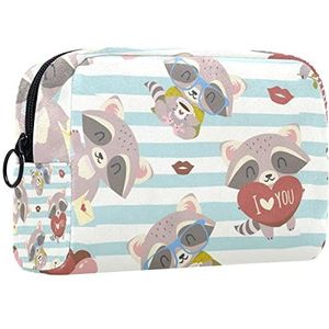 Cosmetische tas voor dames,kleine make-uptas voor portemonnee,Gestreepte en cartoon rode panda,Cosmetische reistas,make-uptasje