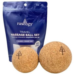 RAWLOGY Kurk massagebalset (Combo 2,5 ""+1,9"") voor spierpijn en spanningsverlichting || Licht, compact, handig, milieuvriendelijk