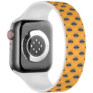 Solo Loop band compatibel met alle series Apple Watch 42/44/45/49mm (schattige kinderen wasbeer meisjes) rekbare siliconen band band accessoire, Siliconen, Geen edelsteen