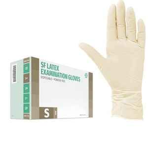 SF Latexhandschoenen, maat S, wit, 100 stuks, wegwerphandschoenen, latex handschoenen, rubberen handschoenen voor geneeskunde, reiniging, keuken, cosmetica, tatoeage en huishoudelijke werkzaamheden