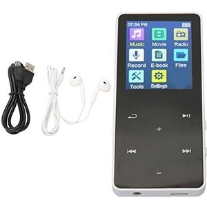 Muziekspeler, HiFi Loseless Lange Batterijduur MP3 MP4-speler 128 GB Uitbreidbaar Multifunctioneel 1,8 Inch Touchscreen Lichtgewicht 5.0 voor Sport (Wit)
