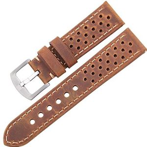 Koeienhuid horlogebanden 20mm 22mm lederen vintage polsriem riem geschikt for Samsung Galaxy horloge 46 mm armband (Color : Brown Silver Clasp, Size : 22mm huawei watch gt)
