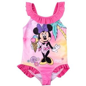 Disney Minnie Mouse badpak met ruches voor meisjes - kinderzwempak roze, roze, 122/128 cm
