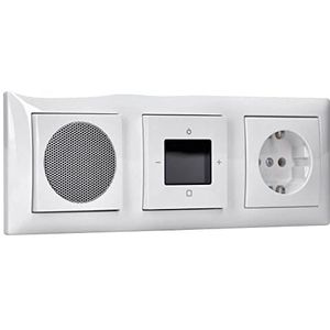 Busch-Jaeger Complete set inbouw-UP DAB+ radio 8215 U-101 Busch-Balance SI alpinewit luidspreker 8223 U geaard stopcontact 20 EUC-914 afdekking 8253-914 8252-914-101 3-voudig frame 1723-914